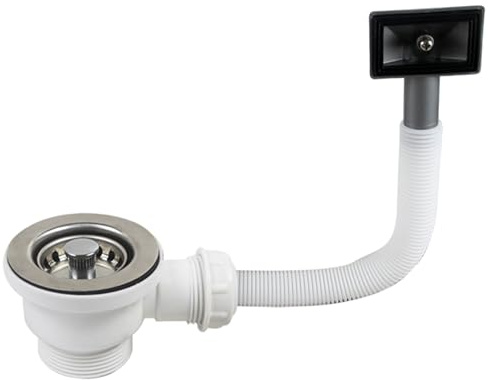 Odoukey Accessoires d'évier de 70 mm, Drain de déchets d'évier en Acier Inoxydable Style européen avec débordement, Panier Filtre pour Ouverture 47-52 mm, draineur + Tuyau débordement
