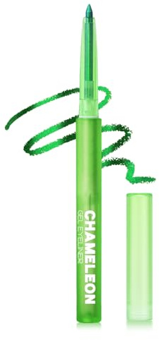 Erinde Grün Chamäleon Gel Eyeliner, 2-in-1 Metallischer Eyeliner Lidschattenstift, Wasserfester und Langanhaltender Lidschattenstift, Wischfest, Hochpigmentiert, Mehrwinkel-Farbwechsel-Effekt #03
