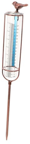 TOYANDONA Pluviomètre Extérieur Tube à Essai en Verre 18 Cm Couleur Laiton Joint Rouge pour Jardin Pelouse Mesure Précise de Précipitations Robuste et Stable