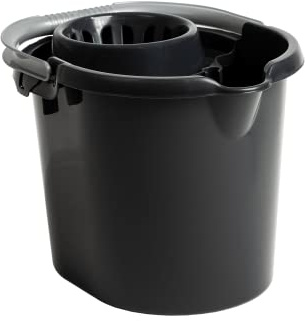 TRG Black 16L Mop Bucket With Removable Wringer & Easy Grip Handle – Deluxe Floor Cleaning Bucket With Pouring Spout – Heavy Duty Plastic Mop Pail For Home, Commercial & Office Use