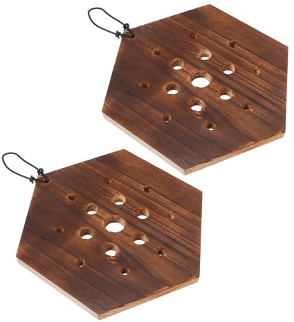 SEWACC Pannello di Montaggio in Legno Massello Esagonale 2 Pezzi Fioriera da Parete per Felci e Piante Sospese Supporto Resistente per Giardino Verticale e Decorazioni D’Interni