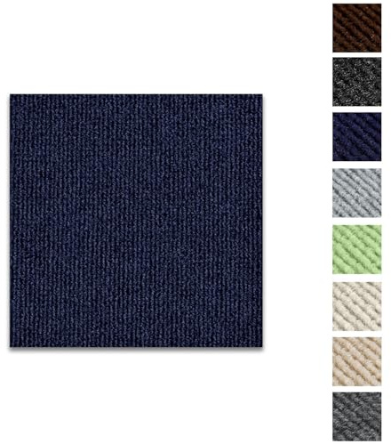 Kongming Teppichfliesen selbstklebend waschbar, 10 Stücke Teppichfliesen selbstliegend 30x30cm, Teppich Fliesen mit Rückendeckung, Teppich Bodenbelag für Wohnung, Büro, Gewerbe (Dunkelblau)