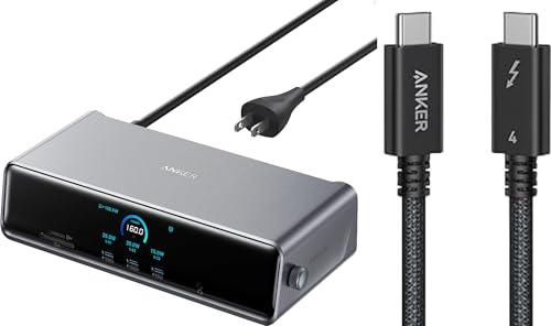 Anker Prime Docking Station,14-Port Triple Display with DisplayLink, 140W Max, Smart Display, Triple 4K 60Hz, Cooling Fan & Thunderbolt 4 Cable (3.3 ft,240W,40Gbps)