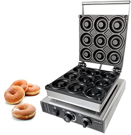 2000W elektrisk våffelmaskin Professionell bubbelvåffelbryggare 10 cm munkmaskin 9 st cirkelringar Precisionsinstrument