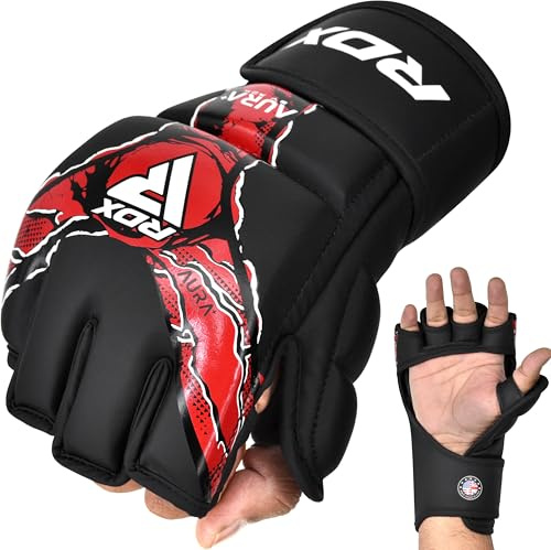 RDX Grappling Gloves Aura Plus F-17, Gants MMA RDX avec Protection du Pouce | Gants de sparring MMA pour entraînement et sparring, Gants MMA en cuir synthétique pour hommes et femmes