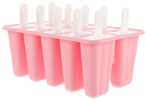 POPETPOP Molde para Hacer Helados de Silicona Rosa 10 Compartimentos, Fácil de Usar y Seguro, Adecuado para Producción DIY y Fiestas
