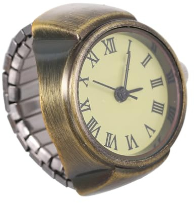 MALUGOGO Fingerringuhr Retro Design Kleiner Quarzuhr aus Zinklegierung 1,18x1,06x0,98 Zoll Dekorativer Ring für Herren und Damen Geeignet für Alltag und Feiertage