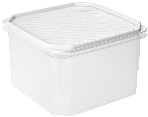 Tatay Tupper Hermético 2,9L Top Flex | Tapa a Presión | Recipientes Herméticos Para Alimentos | Apto Microondas, Lavavajillas, Nevera, Congelador | Plástico Libre de BPA | 18,5x18,5x12,2 cm, Blanco