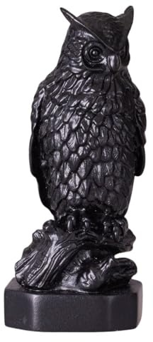 Dekorativ stenstaty statyett skulptur svart uggla 10 cm