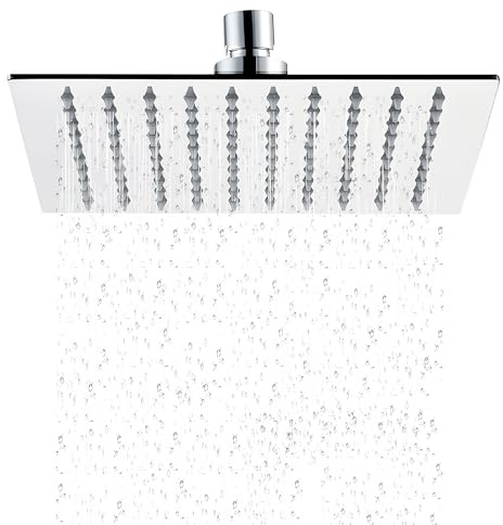 Andreas Dell Edelstahl Regendusche 40x40 cm – V304 Poliert – Ultra-Flacher Duschkopf/Kopfbrause – Quadratisch, Antikalk, Hochdruck-Kompatibel – Regenbrause für Dusche & Bad