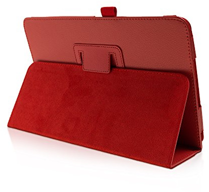 Klassische Hülle mit Standfunktion für Samsung Galaxy Tab A (A6 2016) 10.1 in ROT mit automatischer Sleep- und Wake-Up-Funktion [passend für Modell SM-T580, SM-T585]