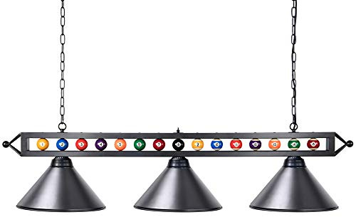 Wellmet 3 Light Billiard Pool Table Lights, 59 Pool Table Lighting for 7'-8' Table, Modern Kitchen Island Pendant Light with Matte Metal Shade, Billiard Light Fixture for Pool Table, Game Room