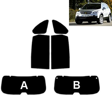 Passgenaue Tönungsfolie für-Chevrolet Captiva 5-Türen 2006-2011 Heck/Seitenscheiben (05% Tiefschwarz, B)
