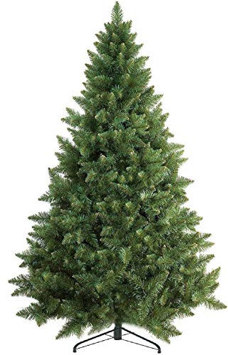 Prextex Pop Up Christmas Tree - 1.8 Meters Artificial Canadian Fir with 1200 Tips - Metal Stand, Easy Assembly, Realistic Green Christmas Tree - Suitable for Home and Office Christmas Decorations