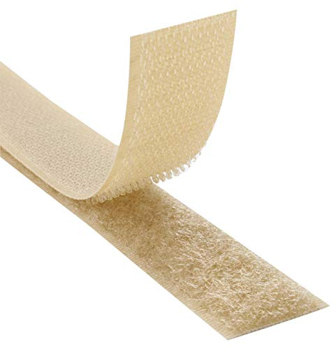 KLEBESHOP24 Klettband selbstklebend Set, 20 mm x 3 m, beige | enthält Haken- und Flauschband