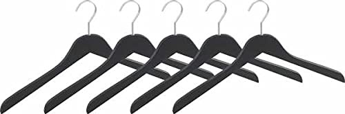 WENKO Kleiderbügel Mod. Paris, 5er Set, Garderobenbügel in schlanker Form mit breitem, drehbaren Haken und rutschhemmender mattierter Beschichtung, je 44 x 25 cm x 1,2 cm, Schwarz