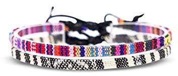 Made by Nami Boho Surfer-Armband 2-er Set Damen & Herren - Handmade Strand Festival Accessoires - Ethno Hippie Style - 100% Wasserfest & Verstellbar - Freundschaftsarmbänder Mädchen
