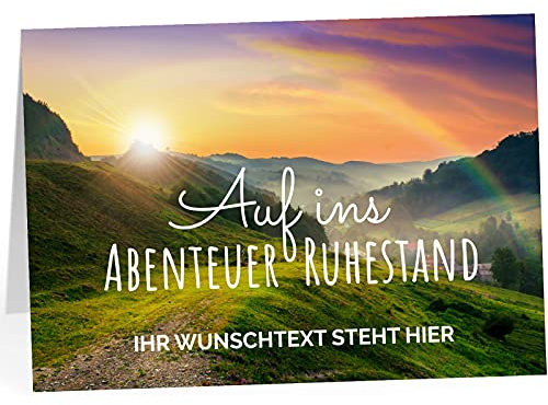 XXL Abschiedskarte PERSONALISIERT (A4) - Motiv Abenteuer Ruhestand - große Klappkarte für Kollegen mit Umschlag zur Rente Ruhestand Pension Kündigung