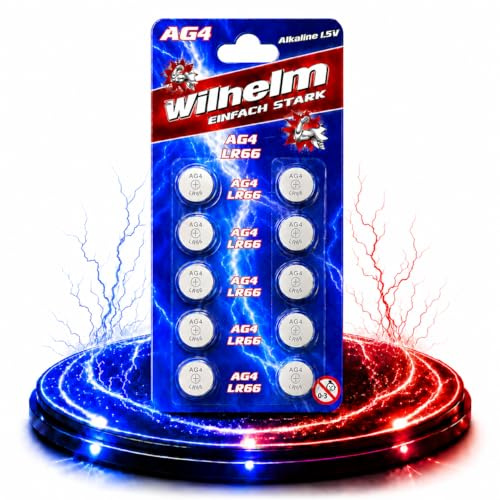 Wilhelm AG4 Alkaline Knopfzellen 1,5 V (LR66, L626, 377, GP77A) – 10 Stück