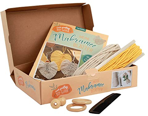 Ganz großes DIY-Glück: Meine Makramee Blätter: Anleitungsheft inkl. Makramee-Garn, Holzringen und Perlen in einem Makramee DIY-Set , Makramee Deko basteln, Boho Deko zum selber knüpfen (monbijou)