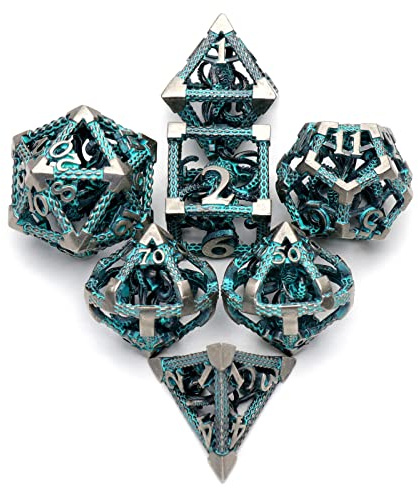 D&D tärningar Dungeons and Dragons Tärningar HNCCESG Metall Tärningssats Polyhedral Hollow Rollspel tärningar för RPG MTG Bordsspel DND Dice