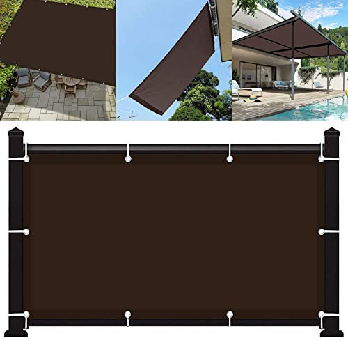 SunSail Wasserdicht Rechteckig 5.5 x 6 m Sonnenschutz Windschutz Markise Zaun Leicht Und Haltbarkeit für Patio Hinterhof Rasengarten, Braun
