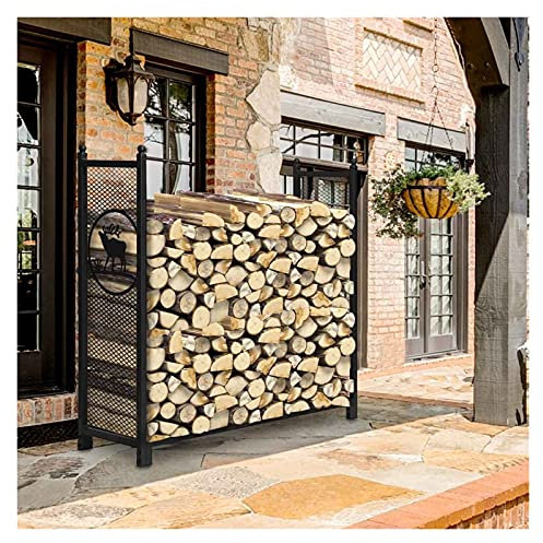 luckxuan Kaminholzhalter/Kaminholzständer 48 Hochleistungs-High-Kapazität Brennholz-Rack-Mesh-Stahl-Baumstammhalter Lagerständer Kaminherd Feuergrube-Patio innen Feuerholzregal Holzhalter