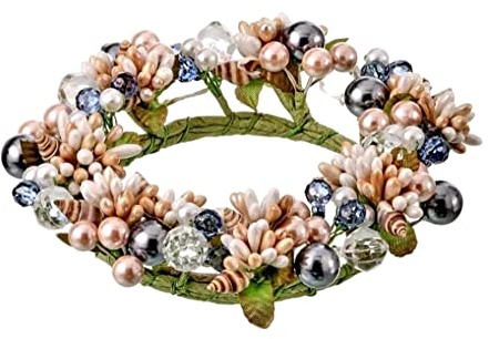 The Bridge Collection Coastal Seashell and Pip Berry Candle Ring - Small Beach Themed Triton Shell Candle Wreath for Home Decor - Wedding, Shower, Party Decor