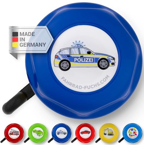 Fahrradklingel Kinder – Polizei/Blau – lustige Fahrradklingel Kinder Jungen, Fahrrad Klingel Kinderfahrrad, Klingel Fahrrad und Laufrad – klingelt laut, einfache Montage