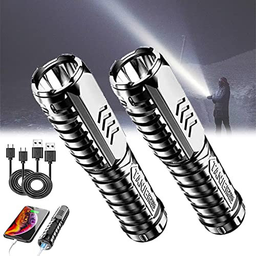 Chagoo Special Forces Strong Light Flashlight, Multifunctional Rechargeable Flashlight, Super Bright Flashlight, USB Mini Multifunctional Rechargeable Flashlight with 3 Lighting Modes (2pcs)