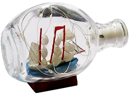 SSIMOO Sailboat Drifting Bottle Glass Ornament Ship In A Bottle With Light Drift Bottle Home Decoration Ornament Sailing Boat In Bottle