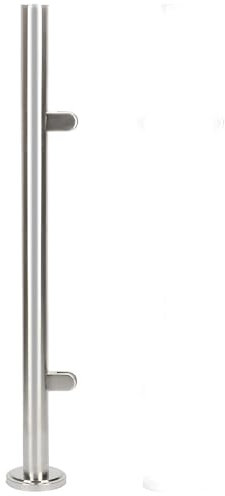 aleawol 110cm Stainless Steel Balustrade End Posts with Glass Clamps and Rubbers, for 8-12mm Glass, Railing Column for Outdoor Indoor Staircase Landing (End Post)