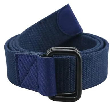 EcLusE Herren Doppelring Schnalle Gürtel Casual Canvas Gürtel Jeans Gürtel Elastische Outdoor Sport Gürtel, marineblau, 130 cm