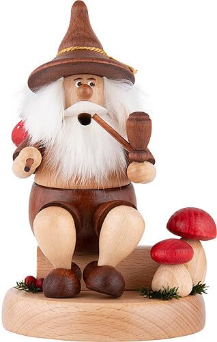 Erzgebirge Palast Holzkunst Schubert Räuchermännchen Wichtel mit Proviantbeutel - 16 cm