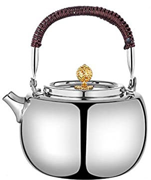 Théière classique 1000ML Pot d'eau bouillante 304 bouilloire à thé en acier inoxydable épais faire une théière pour cuisinière à induction domestique théière à fond plat bouilloire à thé th