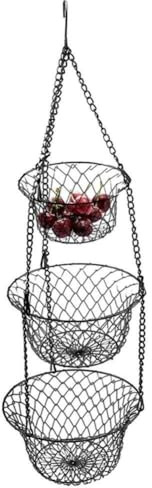 Abbdbd 3-stufiger Draht-obstkorb Zum Aufhängen, Aufbewahrungskorb Für Zuhause, Küche, Hängender Gemüsekorb, Hängekörbe Für Küche Und Restaurant