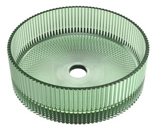 Baikal Lavabo sobre Encimera | Redondo | Cristal Verde | 36 x 36 x 11 cm | Sin Orificio para Grifo | Lavabo Baño | Envío con Embalaje Reforzado