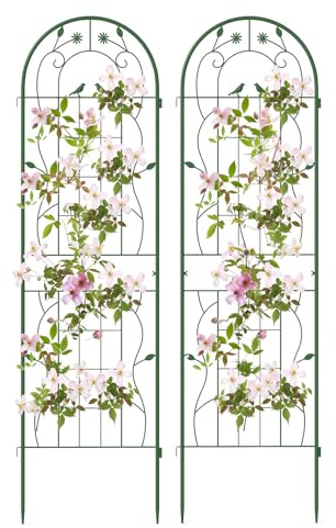 COSTWAY Lot de 2 Treillis de Jardin en Métal 180 x 50 cm, Clôture Décorative pour Plante Grimpante, Grille Fleurs Antirouille pour Jardin, Cour, Patio, Vert