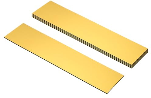 PATIKIL 8x2inch Blank Name Plates, 5Pcs Custom Engraved Name Plate Rectangle Laser Engraving Blanks for Personalized Office Desk DIY Painting Supplies, Brushed Gold, Black