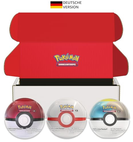 Pokémon-Sammelkartenspiel: Pokéball Tin-Box-Bundle – Pokéball, Premierball & Mondball (9 Boosterpacks des Pokémon-Sammelkartenspiels & 7 Stickerbögen)