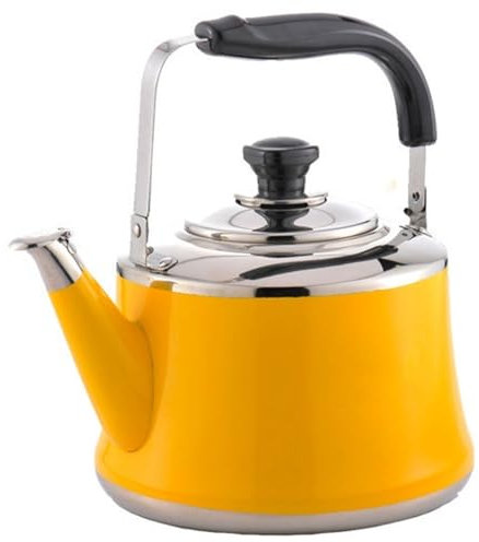 zishuo shop Bouilloire jaune pour plaque de cuisson, bouilloire à thé moderne avec base ergonomique pour gaz à induction, jaune, 2 l
