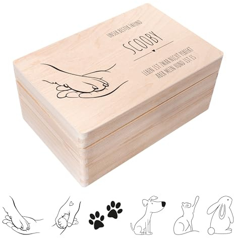 Creative Deco Personalised Memory Pet Box | Custom Keepsake Boxes | Multi-Design | Customised Wooden Storage Box with Hinged Lid
