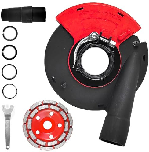 Cuffia Aspirazione Smerigliatrice con Aspirazione e Raccolta Della Polvere, Levigatrice per Cemento Copripolvere - Adatta All'uso su Calcestruzzo, Marmo, Piastrelle - Set Accessori Inclusi