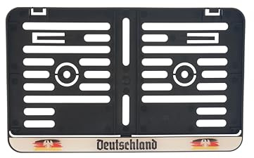1x Kennzeichenhalter 240 x 130 mm (Mit 3D Gel Aufkleber mit Deutschland Flagge) Für Kennzeichen im Format 240 x 130 mm Passt für Roller Moped Traktor Anhänger Motorrad Hänger