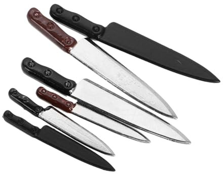 HOOTNEE 6pièces Miniature Dollhouse Kitchen Knives Réalistes Ustensiles De Cuisine pour De Maison De Poupée Décor Miniature De Cuisine