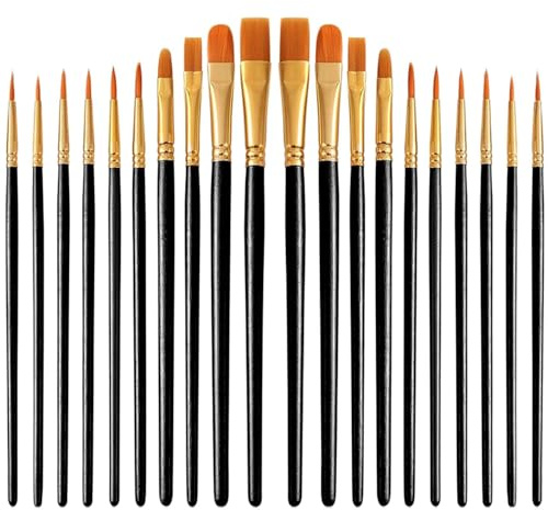 20 Stück Künstlerpinsel Set, 2 Sets mit 10 Stück, schwarzen perlenbestückten Stielen, ideal für maskenpinsel, pinselset Makeup und kreatives Malen