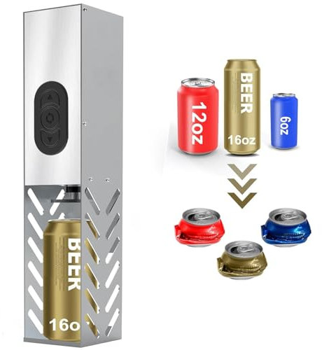 Trituradora de Latas Eléctrica para Reciclaje – Trituradora Automática de Alta Resistencia para Latas de Soda, Cerveza y Coca-Cola de 12oz-16oz y Botellas