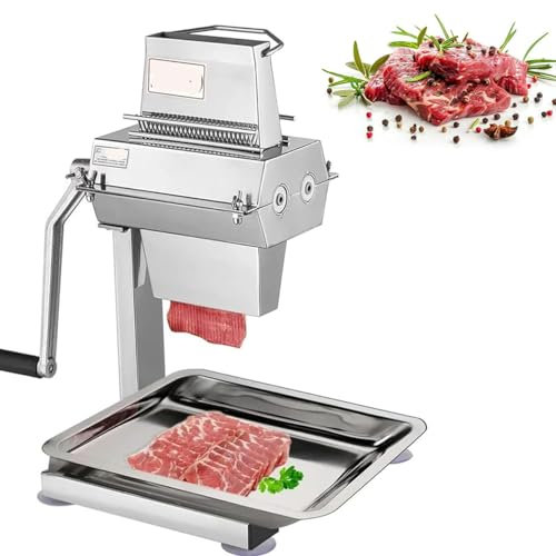 Commercial Meat Tenderizer Machine, Manual Steak Tenderizer with Stainless Steel Blades and C-Clamp Combs, 5In/12.5cm Cutting Width & 1In/2.5cm Cutting Thickness, for Tendering Steak Pork