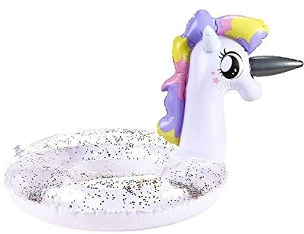 Unicorn Inflatable Swimming Ring, Unicorn Swimming Ring, Pool Water Toy, Inflatable Swimming Ring, Transparent Swimming Ring, Swimming Ring Tube for Summer Pool Party (White-70)