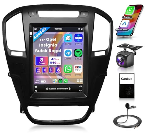 8 Core 4G+64G Inalámbrico Carplay Android Radio Coche para Opel Insignia Buick Regal 2009-2013 9.7 Pulgadas Radio Coche Android Auto GPS Navi WiFi Mirror Link Bluetooth FM/RDS/DSP/SWC Cámara Trasera